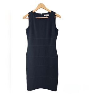 Calvin Klein Tiered Sheath Stretch Dress Classic Minimalist Black NWOT Sz 4